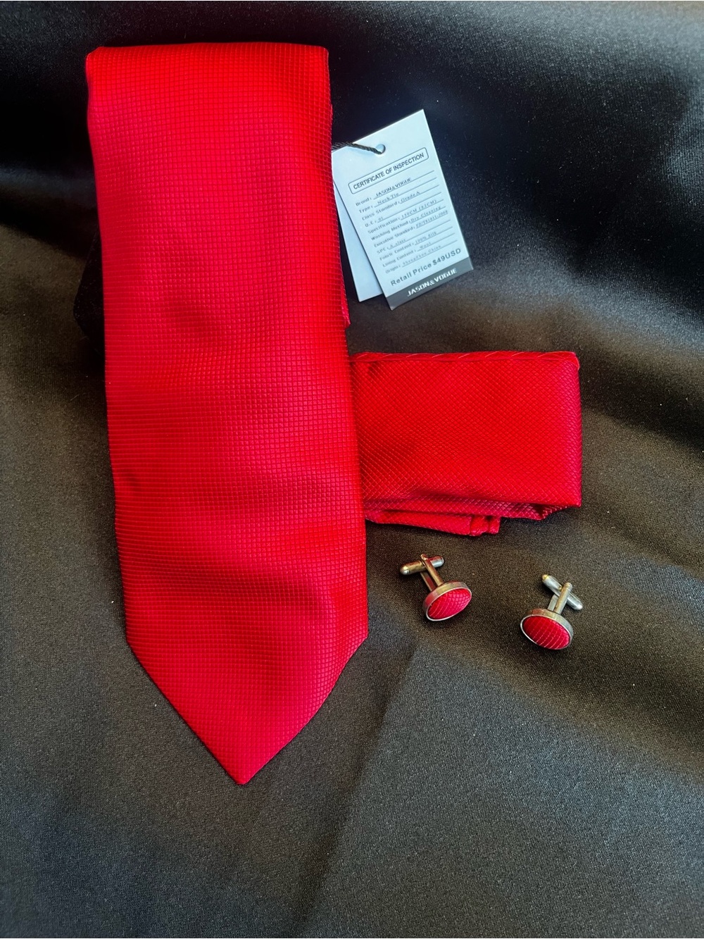 Men's Solid Textured Red Tie - Unbranded